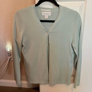 Petite Sophisticate Aquamarine Cashmere Twin Set.
